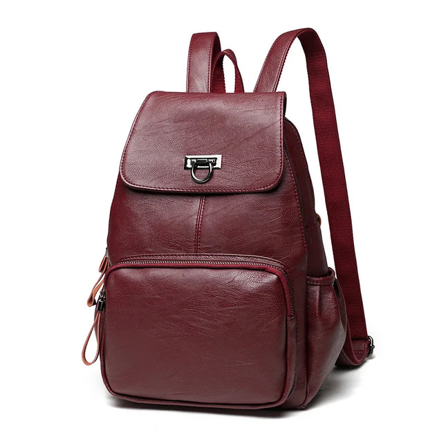 Weinroter Lederrucksack für Damen aus Schafsleder - Wasserabweisend