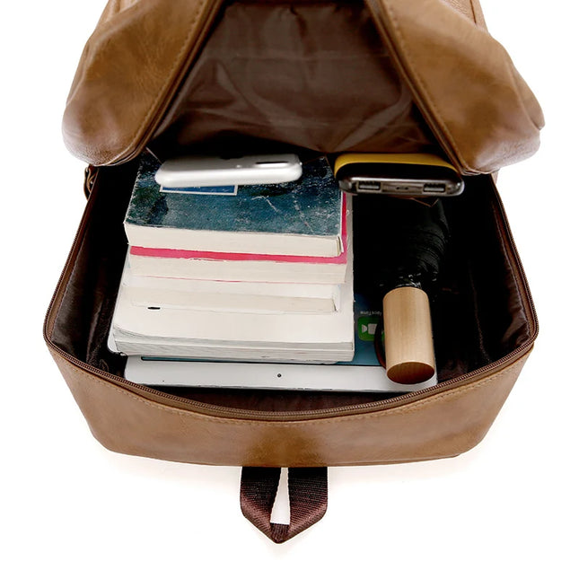 Robuster Leder-Look Rucksack für Herren & Laptop | Schule & Freizeit