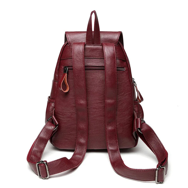 Eleganter Damen Leder Rucksack aus Schafsleder – Weinrot & Wasserfest