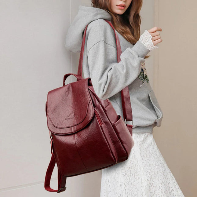 Damen Leder Rucksack Vintage: Weiche Schultertasche für Alltag & Reise