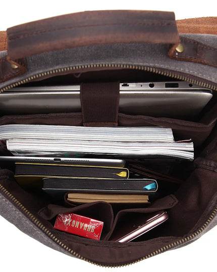 Robuster Lederrucksack im Canvas-Mix für Alltag & Schule