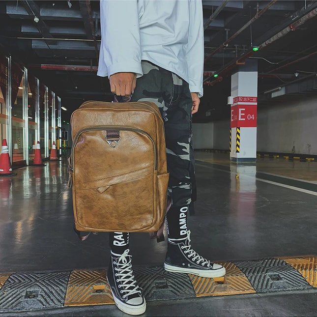 Robuster Leder-Look Rucksack für Herren & Laptop | Schule & Freizeit