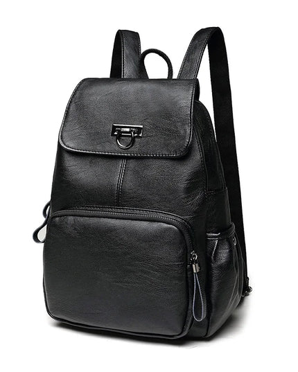 Weinroter Schafsleder Rucksack für Damen – Koreanischer Stil
