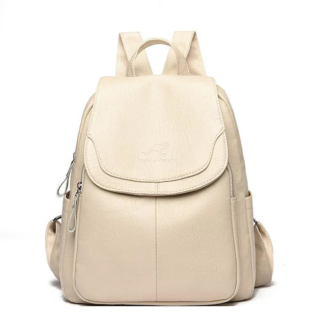 Geräumiger Damen Lederrucksack im Vintagestil für Alltag & Reise