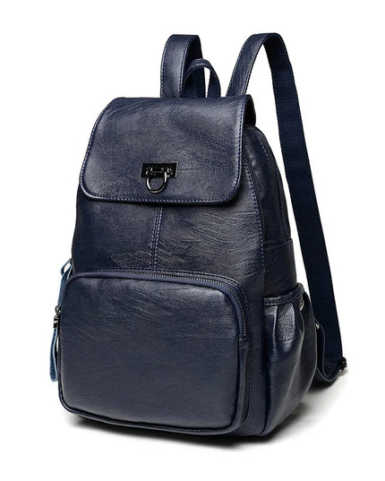 Weinroter Schafsleder Rucksack für Damen – Koreanischer Stil