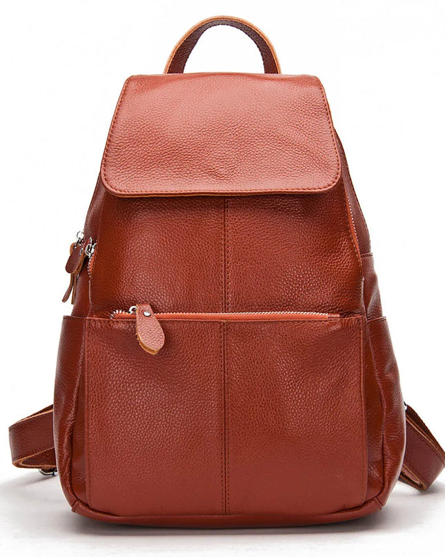Eleganter Damen Leder Rucksack Weiß/Schwarz – Mit Diebstahlschutz