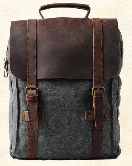 Robuster Leder Rucksack für Alltag & Uni – Canvas & Leder Mix