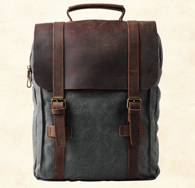 Robuster Lederrucksack für Herren & Damen | Canvas-Mix