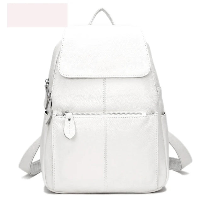 Stylischer Damen Lederrucksack Schwarz-Weiß mit Diebstahlschutz