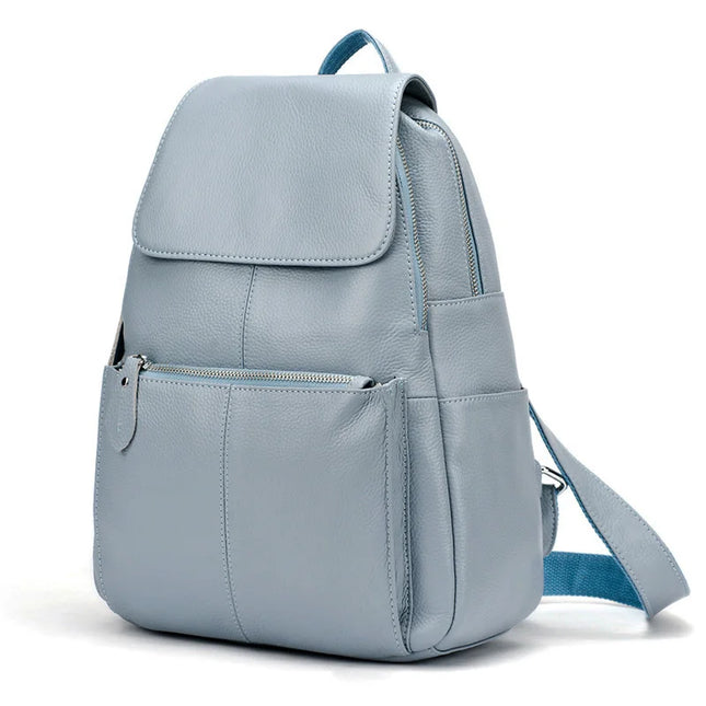 Stilvoller Damen Lederrucksack Weiß-Schwarz – Geräumig & Sicher