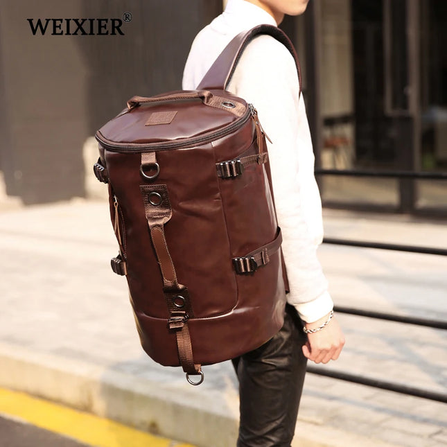 Vintage Bucket Lederrucksack Schwarz für Herren & Alltag