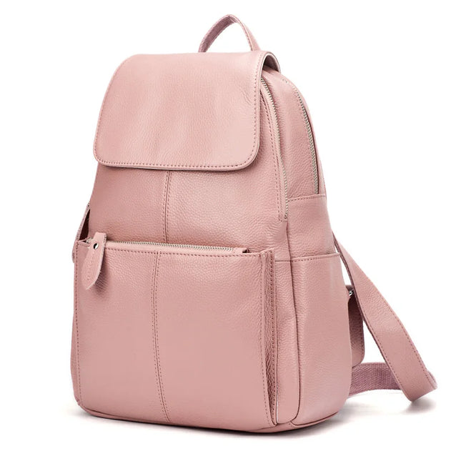 Stilvoller Leder Rucksack für Damen: Schwarz-Weiß, Diebstahlschutz