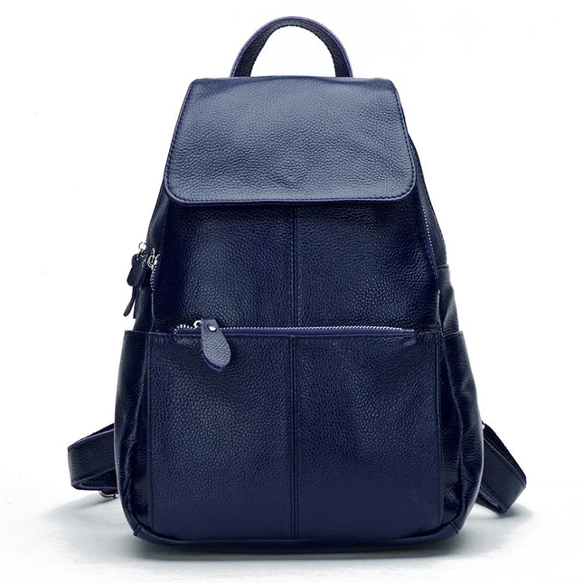 Stilvoller Damen Lederrucksack: Schwarz-Weiß, Diebstahlschutz, Groß