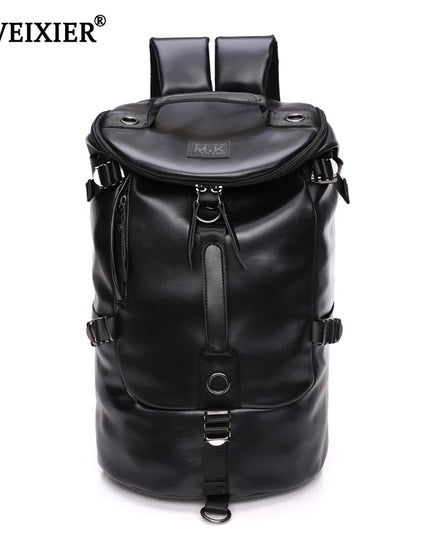 Vintage Bucket Lederrucksack Schwarz für Herren & Alltag