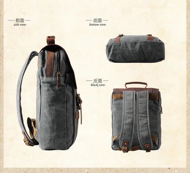 Robuster Lederrucksack für Herren & Damen | Canvas-Mix