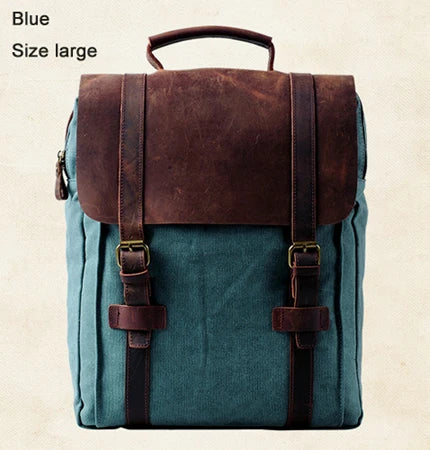 Robuster Lederrucksack für Herren & Damen | Canvas-Mix