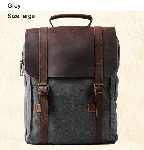Robuster Lederrucksack im Canvas-Mix für Alltag & Schule