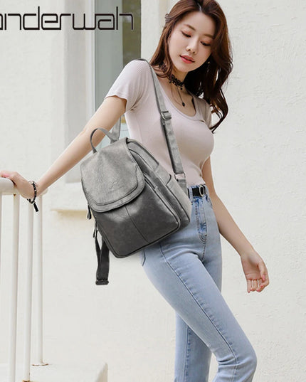 Vintage Leder Rucksack Damen – Groß, Vielseitig für Alltag & Reise