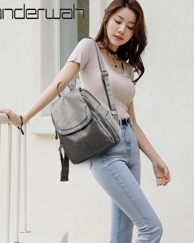 Vintage Leder Rucksack Damen – Groß, Vielseitig für Alltag & Reise