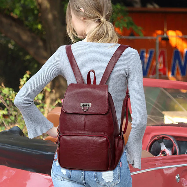 Eleganter Damen Leder Rucksack aus Schafsleder – Weinrot & Wasserfest