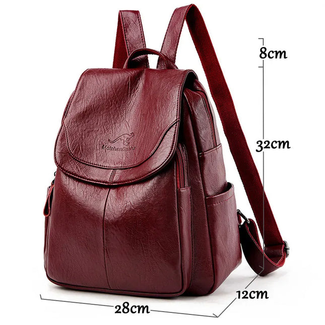 Damen Leder Rucksack Vintage: Weiche Schultertasche für Alltag & Reise