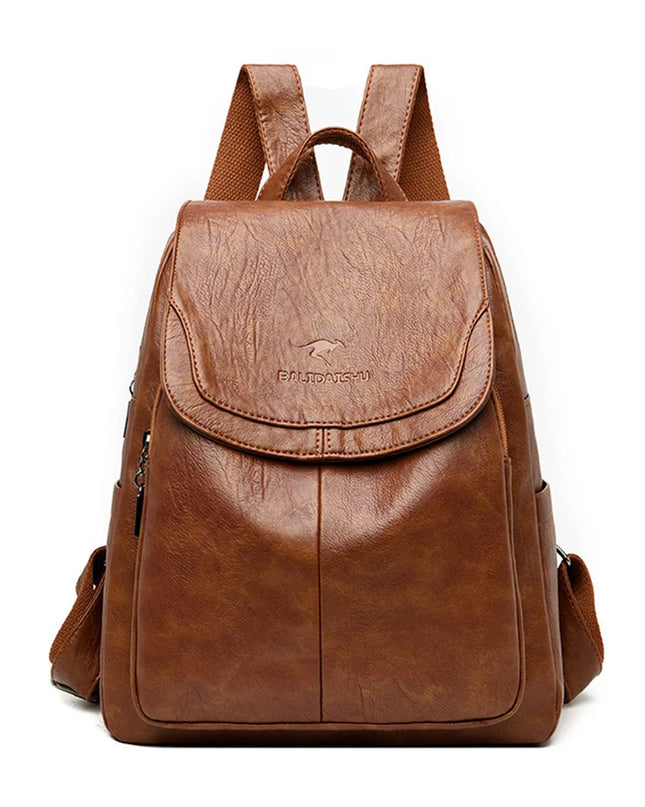 Vintage Leder Rucksack für Damen – Groß, robust & vielseitig