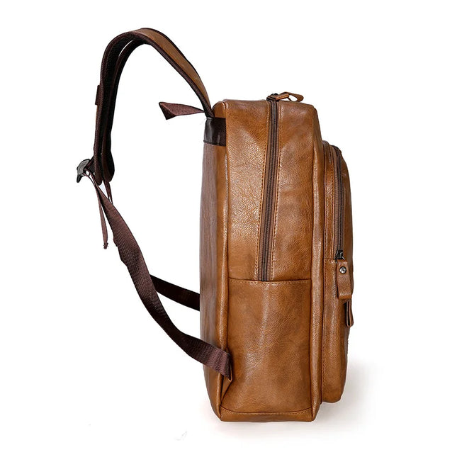 Robuster Leder-Look Rucksack für Herren & Laptop | Schule & Freizeit