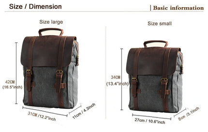 Robuster Lederrucksack für Herren & Damen | Canvas-Mix