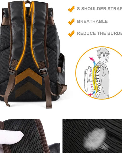Vintage Leder Rucksack Herren – 15.6 Zoll Laptop-Daypack für Reise & Uni