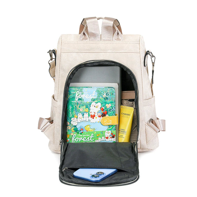 Leichter Damen Lederrucksack mit Diebstahlschutz für Reisen