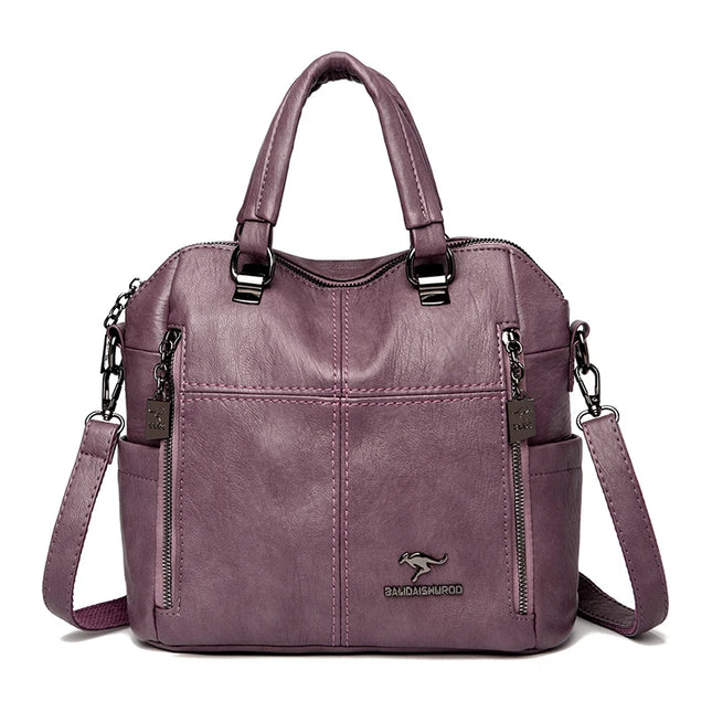 Vielseitiger Lederrucksack für Damen – Schultertasche & Reisetasche