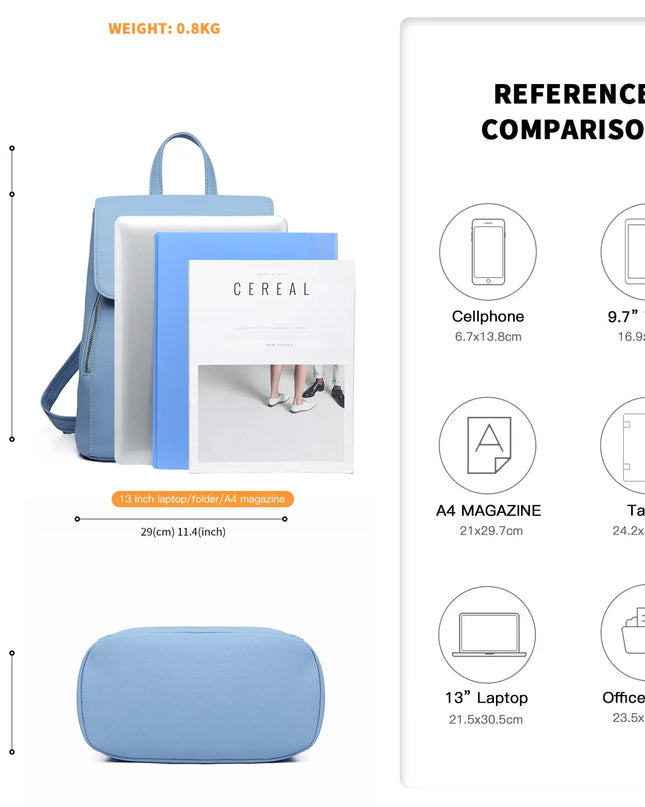 Miss Lulu Rolltop Rucksack in Lederoptik für Stadt & Schule
