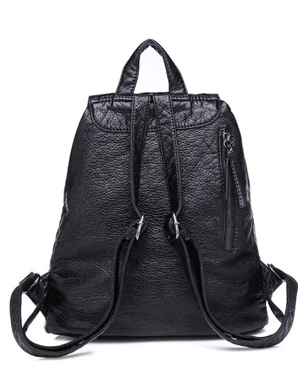 Damen Rucksack in Leder-Optik Schwarz – Groß & Praktisch