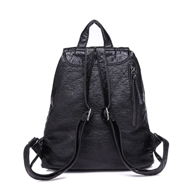 Weicher Leder Rucksack für Damen – Groß, Schwarz & Vielseitig