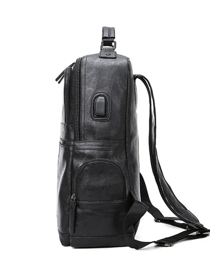 Robuster Herren Leder Rucksack Schwarz – Ideal für Reise & Alltag