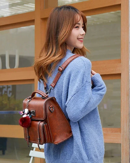 Kleiner Damen Lederrucksack – Vintage Stil für Alltag & Reise