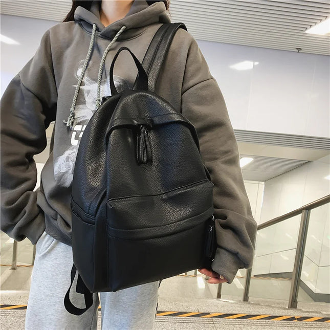 Moderner Lederrucksack für Schule & Freizeit – Damen & Mädchen