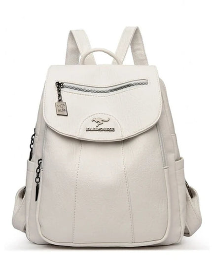 Schwarzer Lederrucksack für Damen - Weich, Groß für Schule & Freizeit