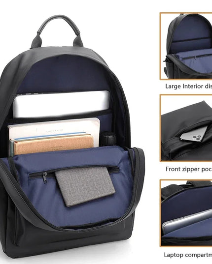 Schwarzer Leder Rucksack für Herren & Teenager | Laptopfach 15.6"