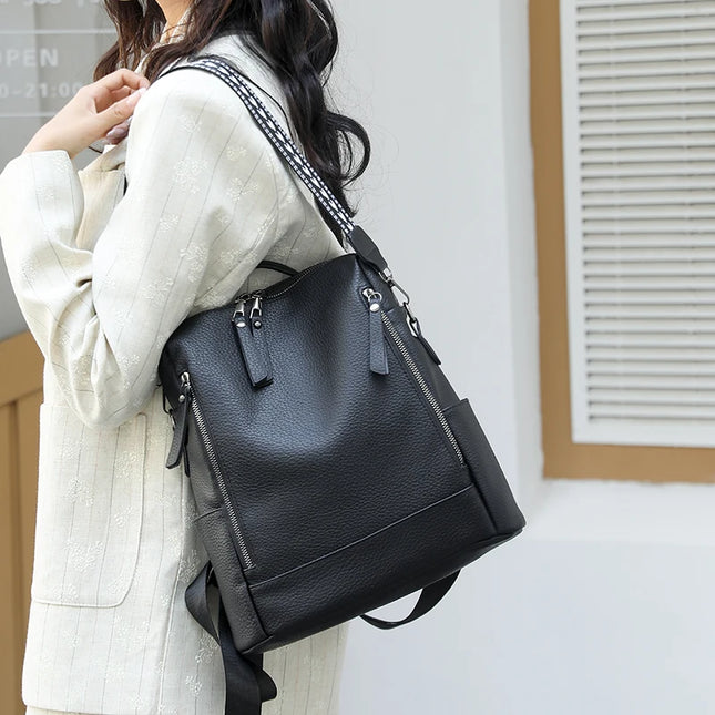 Wandelbarer Rucksack im Leder-Look für Damen – Schultertasche & Tote