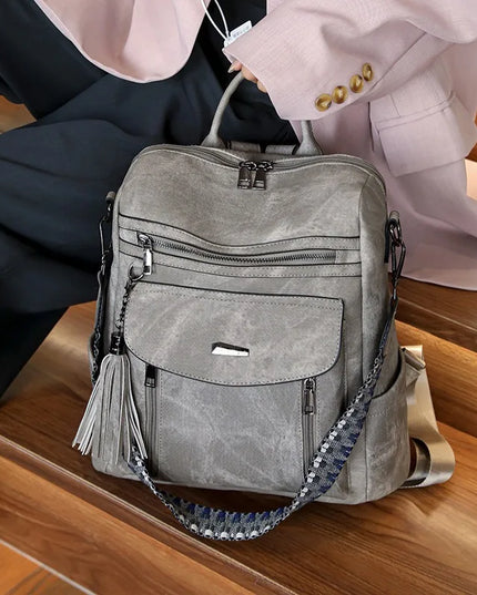 Retro Leder Rucksack Damen – Groß, Wasserfest & Diebstahlsicher
