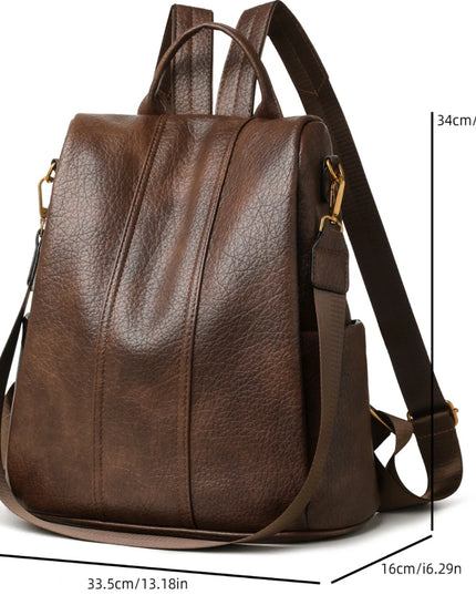 Geräumiger Anti-Diebstahl Lederrucksack für Damen – Reise & Alltag