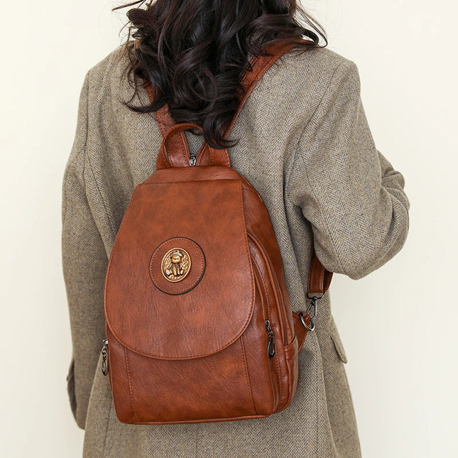 Weicher Leder Rucksack für Damen – Klein, Retro & Vielseitig