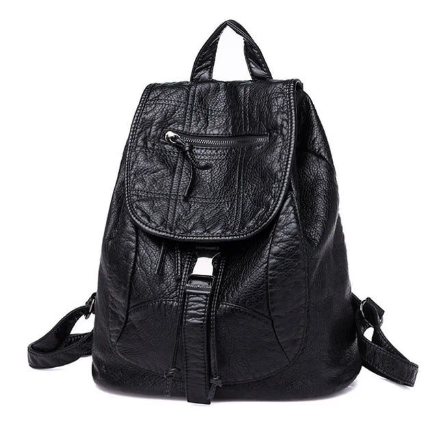 Eleganter Leder-Rucksack Schwarz für Damen – Groß & Vielseitig
