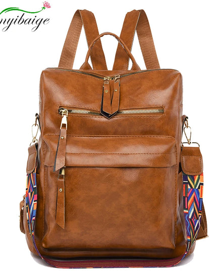 Eleganter Damen Leder Rucksack – Vielseitig für Schule & Freizeit