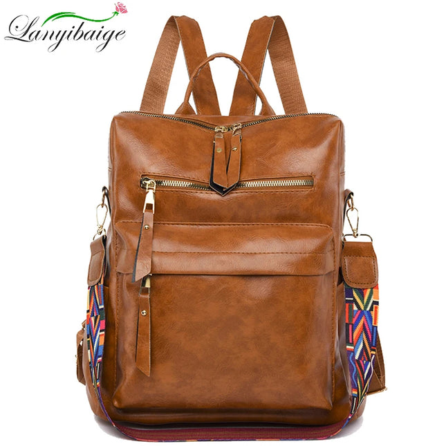 Eleganter Damen Leder Rucksack – Vielseitig für Schule & Freizeit