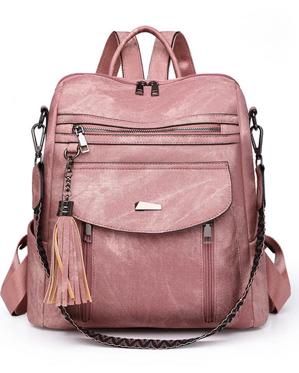 Damen Lederrucksack Retro mit Quaste – Wasserdicht & Diebstahlsicher