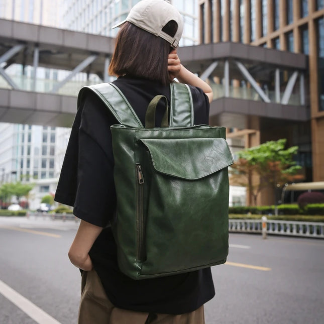 Vintage Lederrucksack Damen Grün – Groß für Reise & Alltag