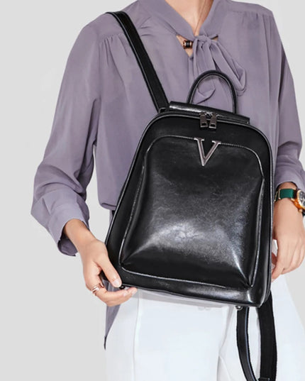 Damen Leder Rucksack & Umhängetasche – Retro Echtleder Daypack