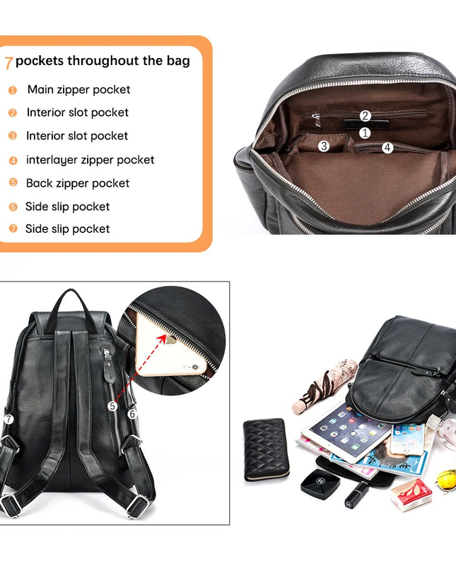 Zency Damen Lederrucksack – Elegant, Diebstahlsicher & Geräumig